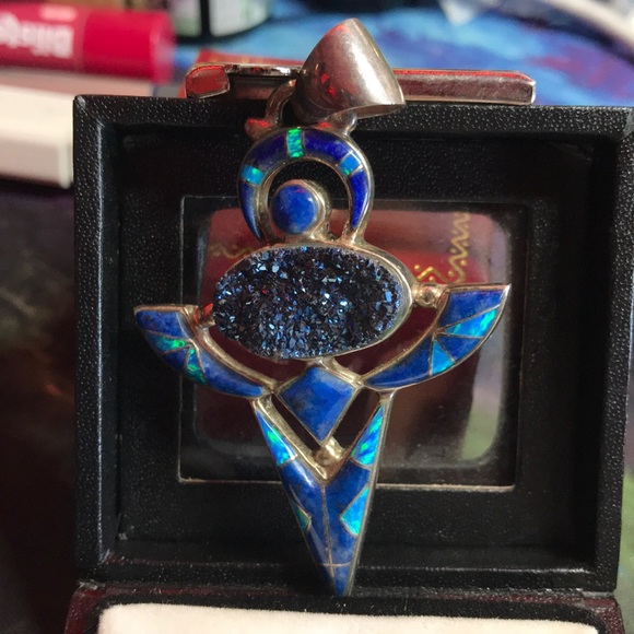 Lapis and Gibson Opal Sterling Silver pendant - Picture 1 of 5
